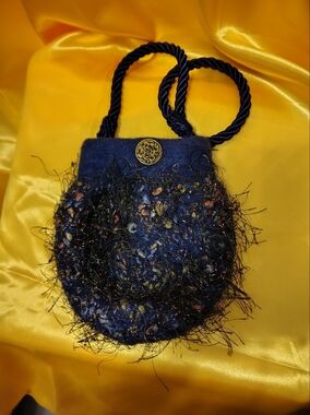 Navy Felted Wool Women's Shoulder Bag/Pouch